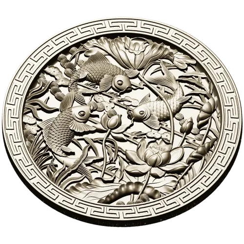 Koi & Lotus Round Relief - STL 3D Model for CNC