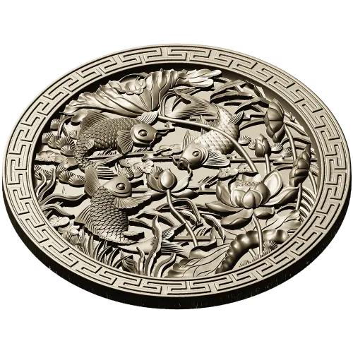 Koi & Lotus Round Relief - STL 3D Model for CNC