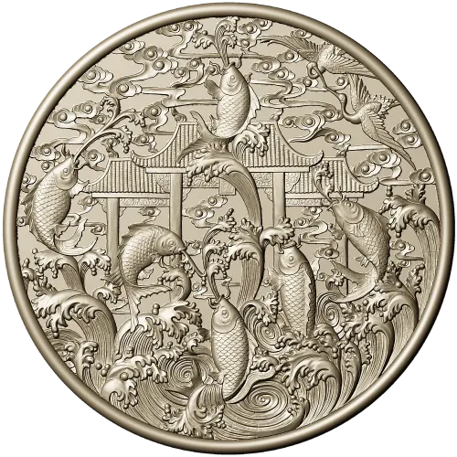 Koi Gate Medallion - detailed 3D STL for CNC milling