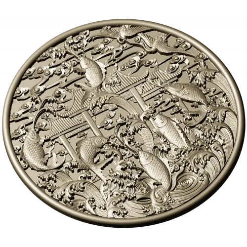 Koi Gate Medallion - detailed 3D STL for CNC milling