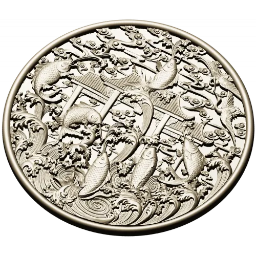 Koi Gate Medallion - detailed 3D STL for CNC milling