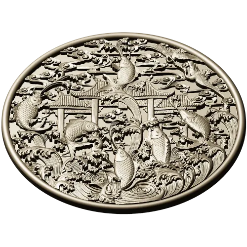 Koi Gate Medallion - detailed 3D STL for CNC milling