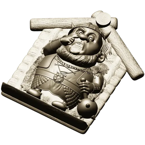 Viking in a Birdhouse - STL 3D Model for CNC