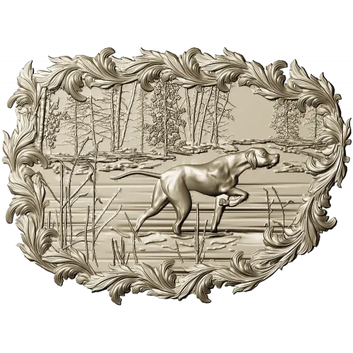 Панно "Собака у озера" - 3D STL модель для ЧПУ