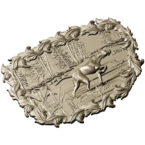 Панно "Собака у озера" - 3D STL модель для ЧПУ