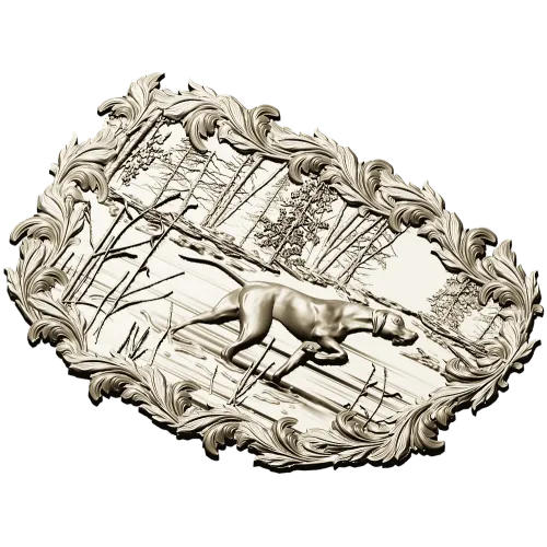 Панно "Собака у озера" - 3D STL модель для ЧПУ