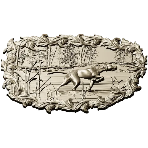 Панно "Собака у озера" - 3D STL модель для ЧПУ