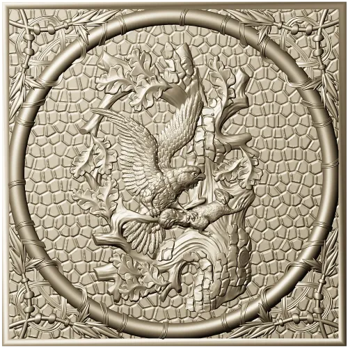 Falcon and Squirrel Relief Panel STL for CNC carving