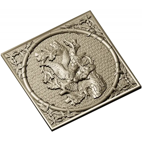 Falcon and Squirrel Relief Panel STL for CNC carving