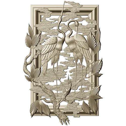 Панно "Пара журавлей" - 3D модель STL для ЧПУ