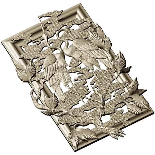 Панно "Пара журавлей" - 3D модель STL для ЧПУ