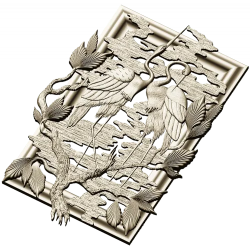 Панно "Пара журавлей" - 3D модель STL для ЧПУ