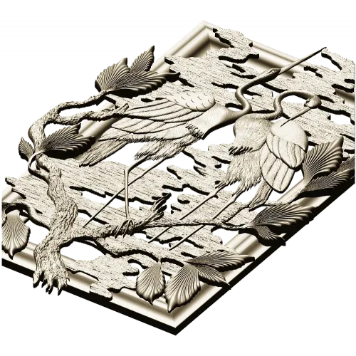 Панно "Пара журавлей" - 3D модель STL для ЧПУ