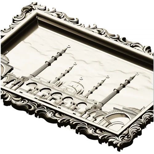 Taj Mahal Framed Relief STL for CNC