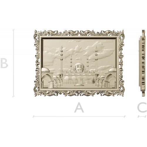 Taj Mahal Framed Relief STL for CNC