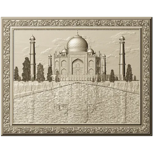 Taj Mahal Relief Panel STL - 3D model for CNC milling