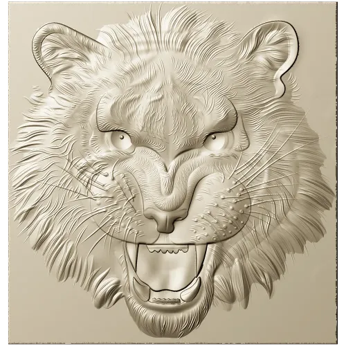 Tiger Head Relief STL - High-Relief 3D Model for CNC