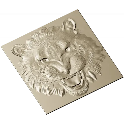 Tiger Head Relief STL - High-Relief 3D Model for CNC