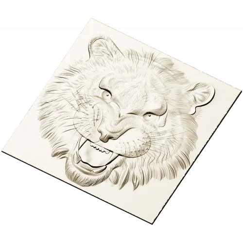 Tiger Head Relief STL - High-Relief 3D Model for CNC
