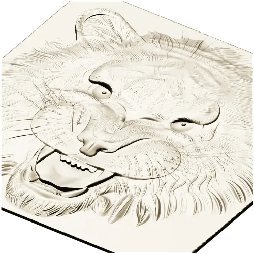 Tiger Head Relief STL - High-Relief 3D Model for CNC