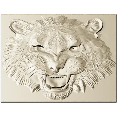 Tiger Head Relief STL - High-Relief 3D Model for CNC