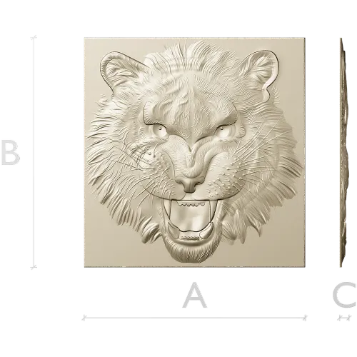 Tiger Head Relief STL - High-Relief 3D Model for CNC