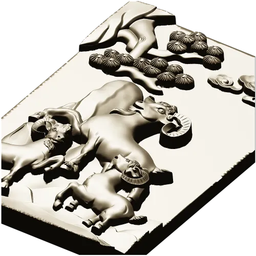 3D модель "Три барана у скалы" - stl панель для ЧПУ
