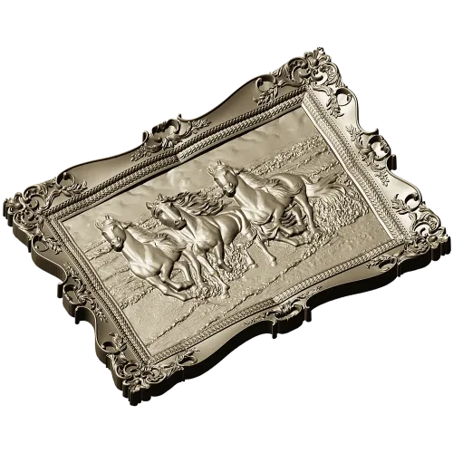 Three Horses on the Shore - high-relief STL 3D model for CNC