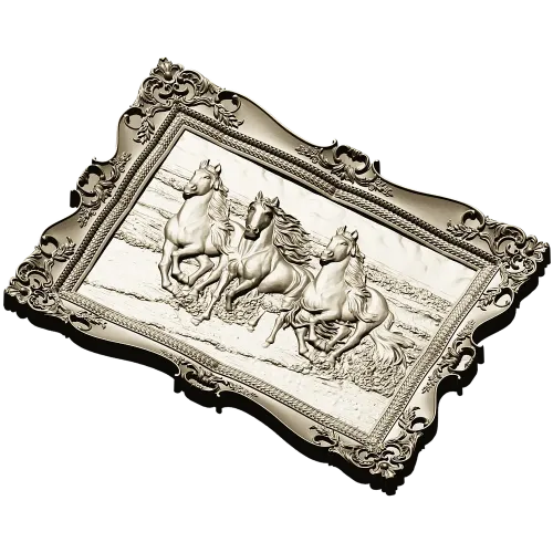 Three Horses on the Shore - high-relief STL 3D model for CNC