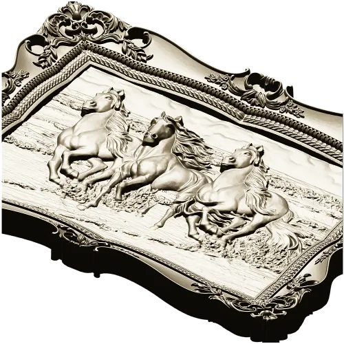 Three Horses on the Shore - high-relief STL 3D model for CNC