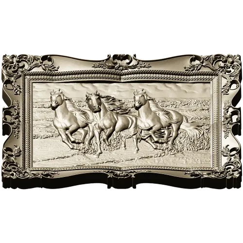 Three Horses on the Shore - high-relief STL 3D model for CNC