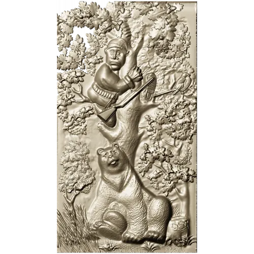 Timid Hunter - high-relief STL panel for CNC milling