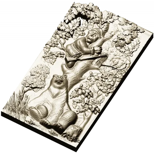 Timid Hunter - high-relief STL panel for CNC milling