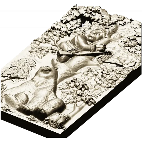 Timid Hunter - high-relief STL panel for CNC milling