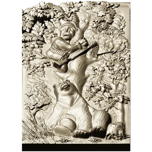 Timid Hunter - high-relief STL panel for CNC milling