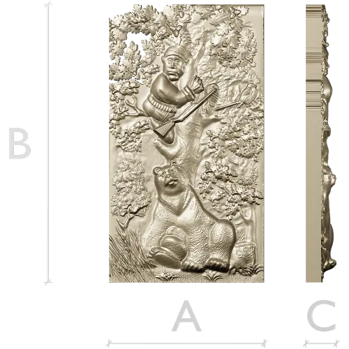 Timid Hunter - high-relief STL panel for CNC milling