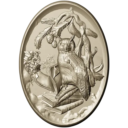 Scholar's Owl Oval Relief STL