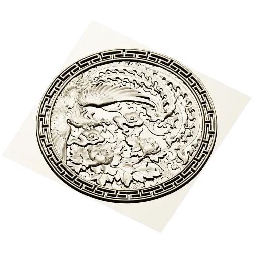 Феникс и пионы - рельефная розетка STL для ЧПУ