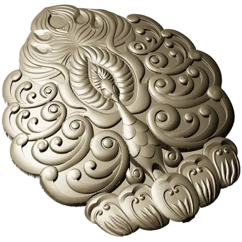 Феникс-рельеф в стиле павлина - 3D модель STL для ЧПУ