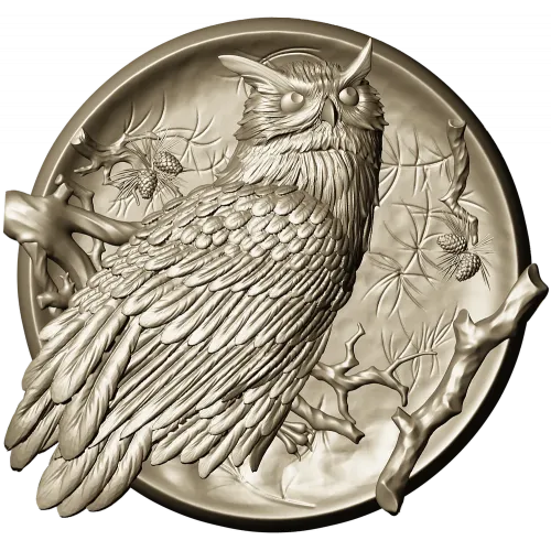 Owl Medallion Relief STL for CNC