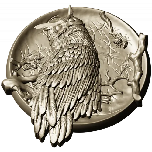 Owl Medallion Relief STL for CNC