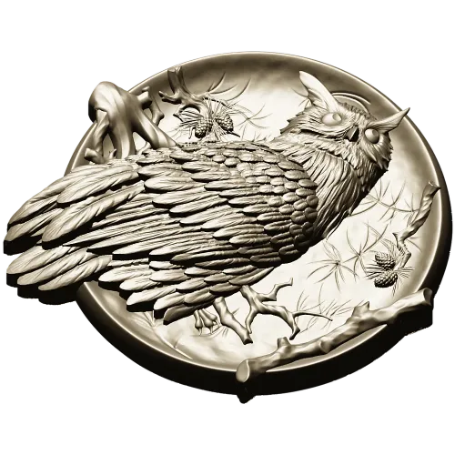 Owl Medallion Relief STL for CNC