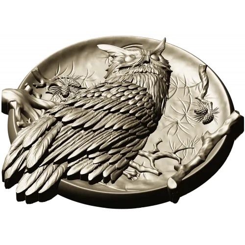 Owl Medallion Relief STL for CNC