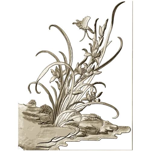 Орхидейный уголок - 3D модель STL для ЧПУ, декоративный угловой барельеф