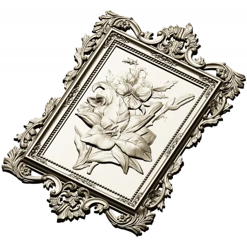 Baroque Floral Relief Panel STL for CNC Milling
