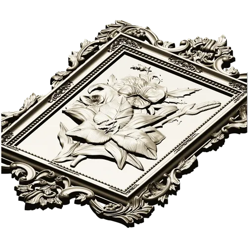 Baroque Floral Relief Panel STL for CNC Milling
