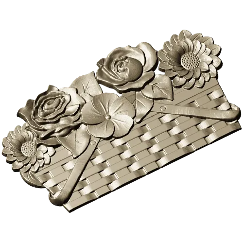 Лукошко с цветами - рельефная 3D модель STL для ЧПУ