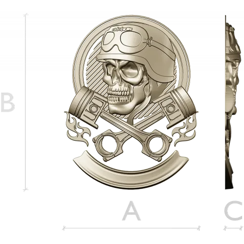 Piston Rider Skull STL for CNC
