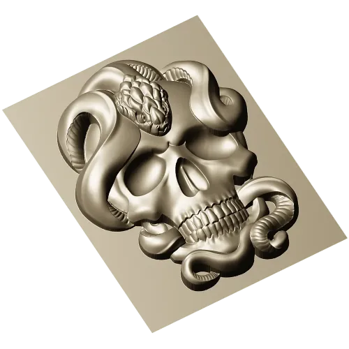 Череп и змея - 3D модель STL для ЧПУ