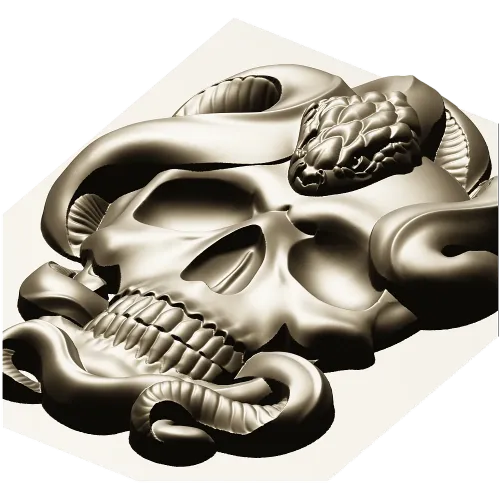 Череп и змея - 3D модель STL для ЧПУ
